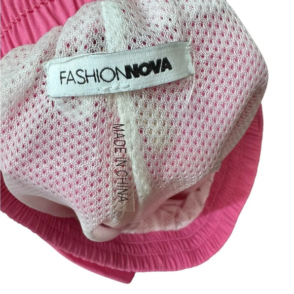 Fashion Nova Pink and White Track Pants with Elastic Waistband - Picture 5 of 6